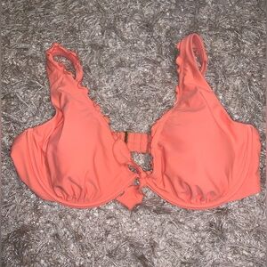 Coral Ruffled Women's Bikini Swim Top - 38DD - NWT